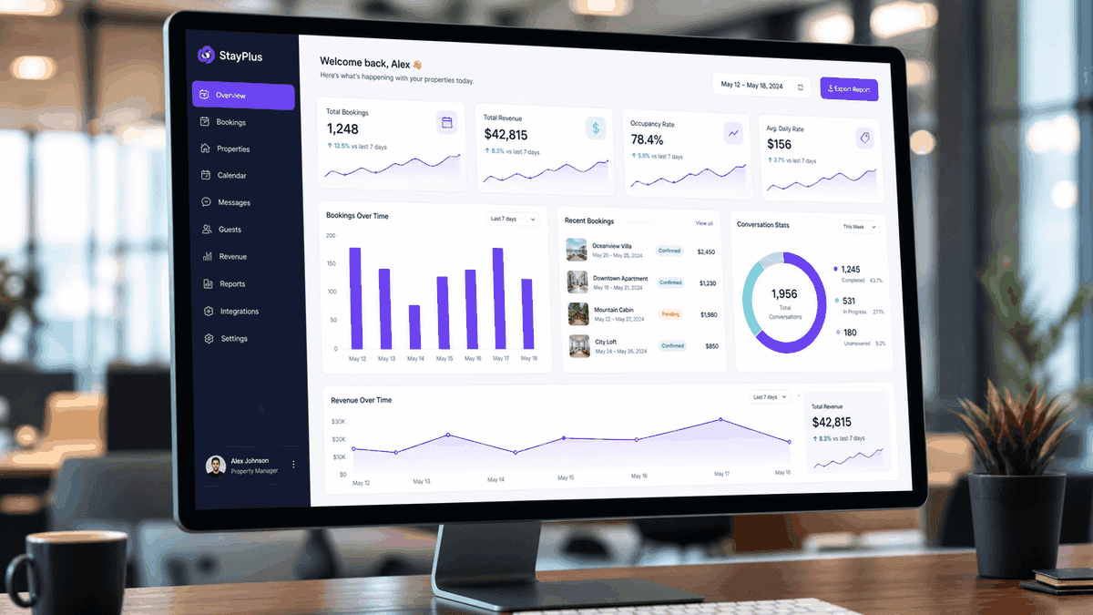 Zavulo dashboard — bookings, chat history and stats at a glance