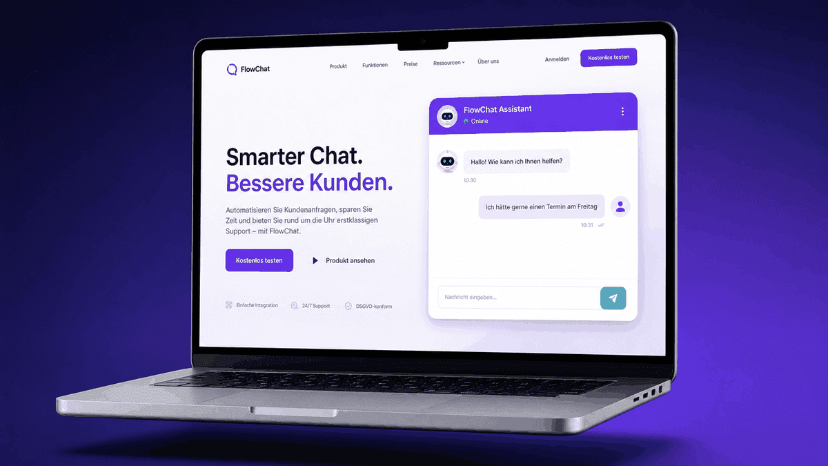 Zavulo — live chat widget with appointment booking on a MacBook